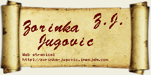 Zorinka Jugović vizit kartica